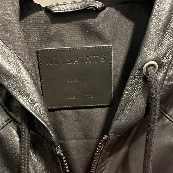 All Saints Payton  leather hooded jacket - Picture 2 of 8